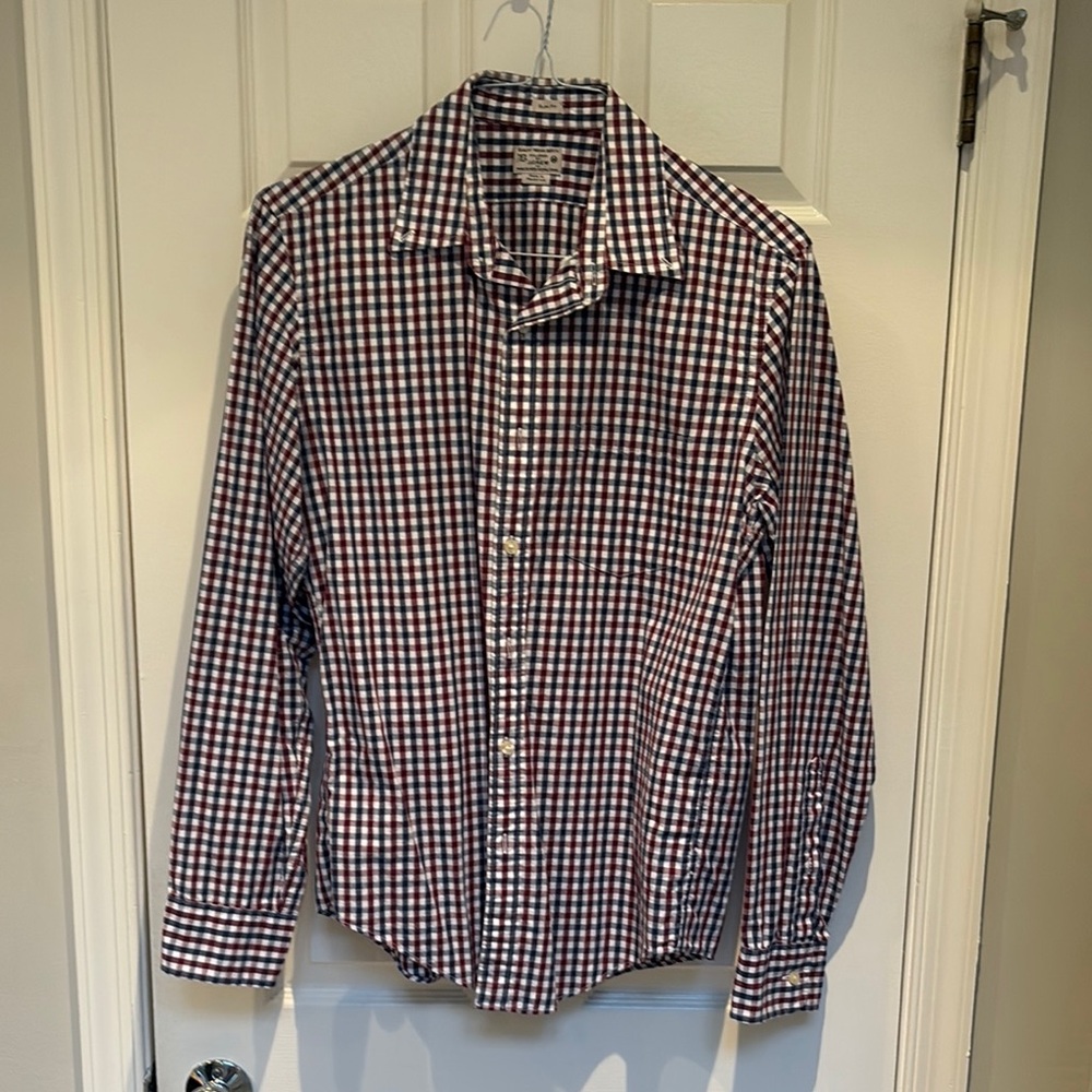 J. Crew Red and Blue Casual Button Down Shirt
